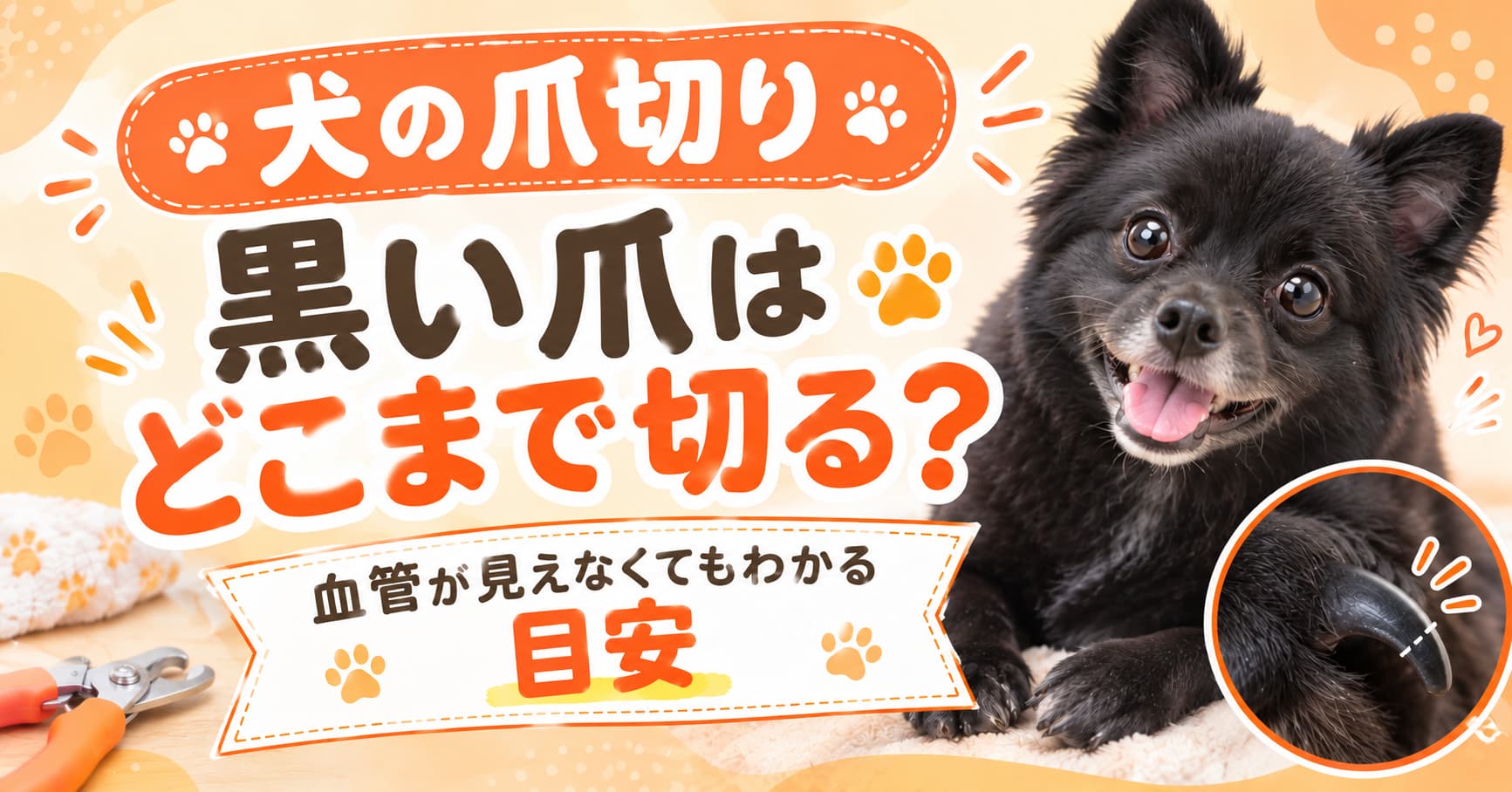 犬の爪切り、黒い爪はどこまで切る？